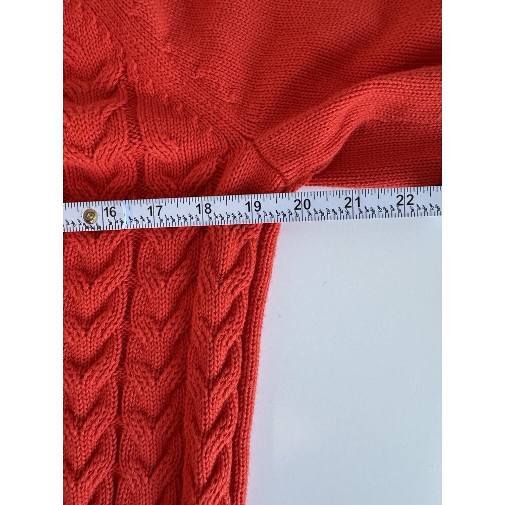 Lands' End Boys Drifter Orange Cable-Knit Crewneck Cotton Sweater Size L Fall - Picture 9 of 10